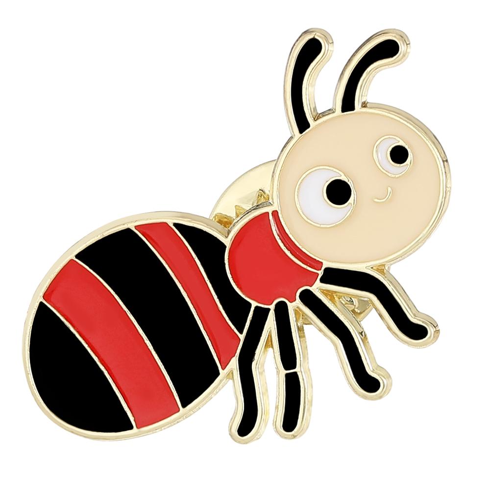 Cartoon Colorful Ant Shaped Enamel Brooches Cute Women Girls Backpack Bag Dress Insect Golden Pins