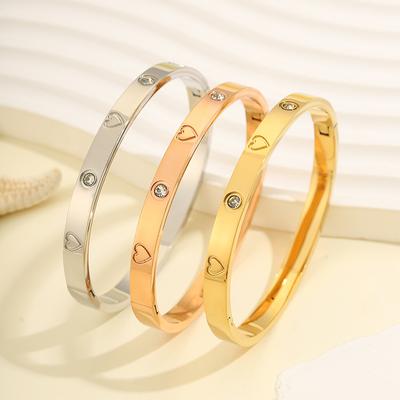 Love Diamond Engraved Bracelet - Elegant and Luxurious Fashion Titanium Steel Bracelet for Women, Handcrafted Jewelry
