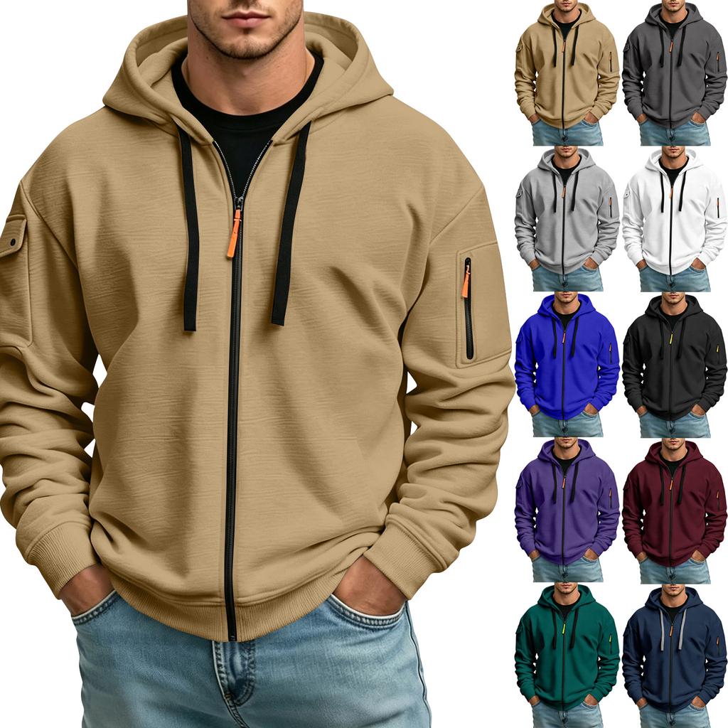 Men's Color Hoodie Long Sleeve Casual Pullover Sweatshirt for Everyday Wear