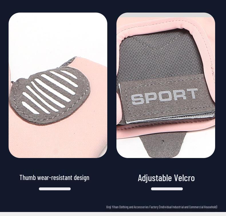 Women's Half Finger Anti-Slip Fitness Gloves for Training, Cycling, Yoga, and Jump Rope - Breathable and Anti-Callus Design.