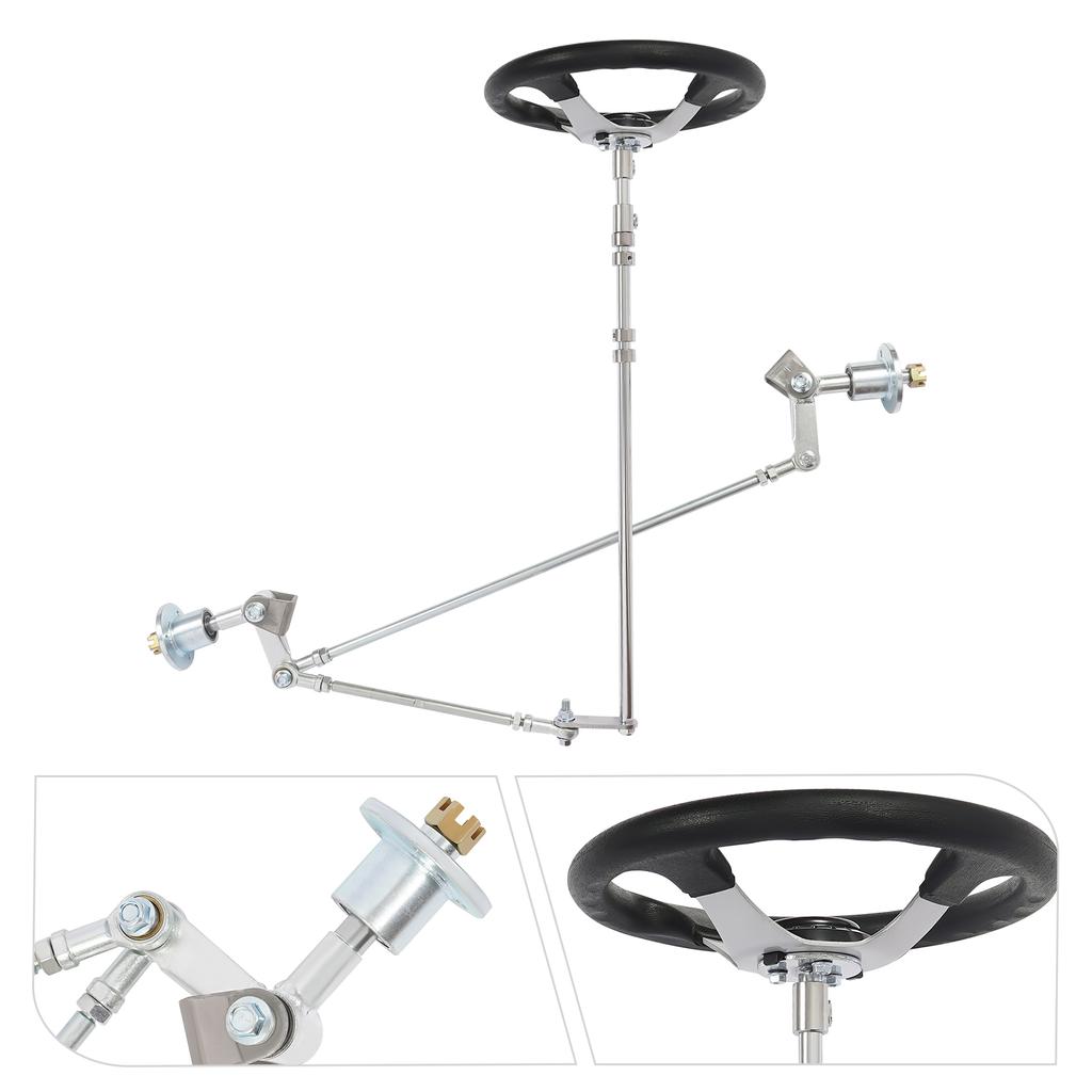 Go Kart Front Steering Wheel,640mm Front Steering Tie Rod Ball Rack Joint Strut Knuckle Spindle Kit,For 168CC ATV Go Kart Quad