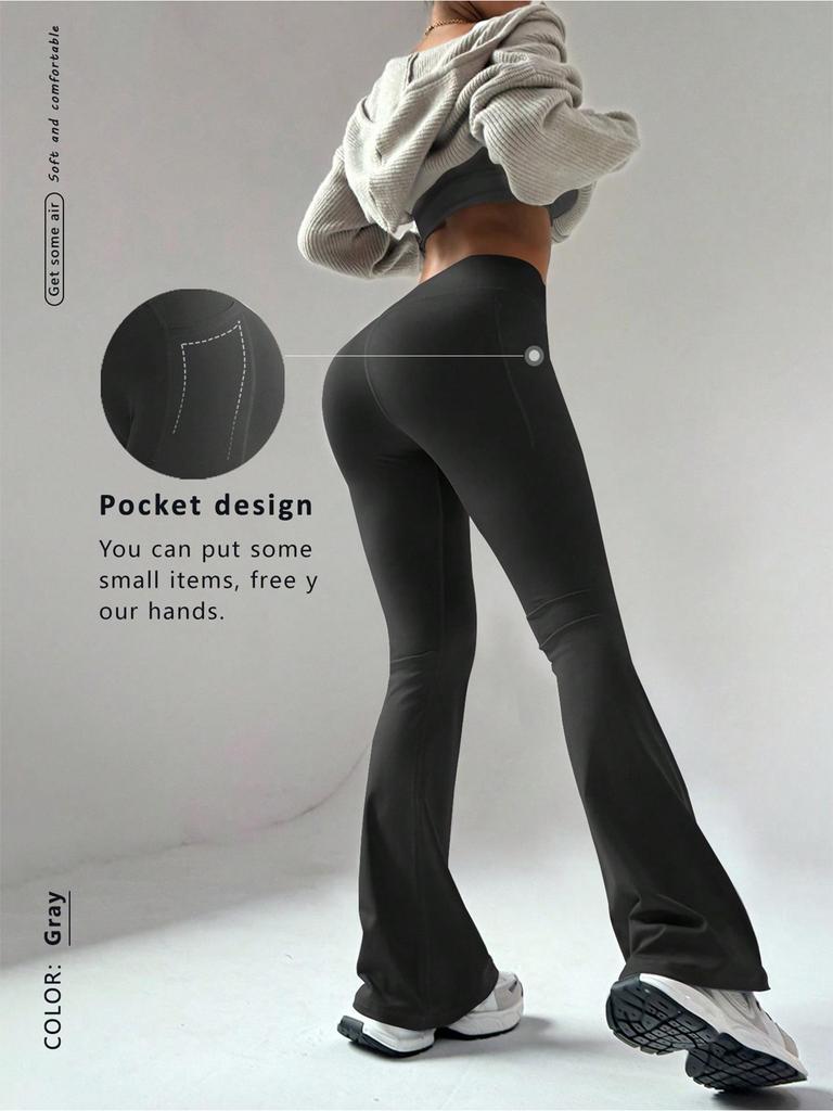 Women's High-Waist Slim Flare Yoga Pants: Peach Hip-Lifting Fitness & Outdoor Sportswear
