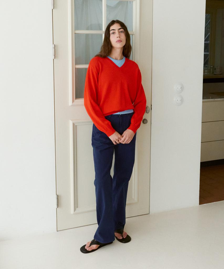 38COMEONCOMMON Regular Cotton V-Neck Knit (Red)