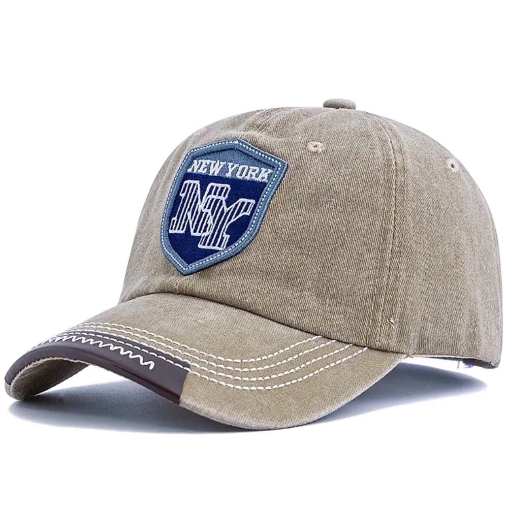 Nová unisex vintage praná bavlněná čepice NY Patch Baseballová čepice Retro New York Vyšívané čepice pro muže a ženy Venkovní táta čepice