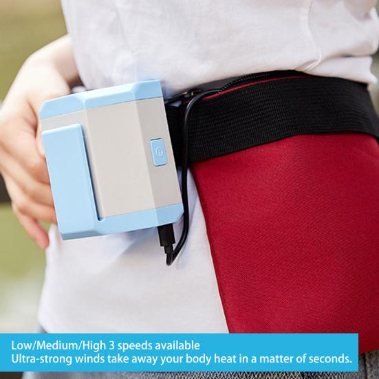 

Портативный вентилятор с 3 настройками скорости Легкий USB Plug-Play Низкий уровень шума Мощный воздушный поток Носимый персональный ремень с зажимом синий