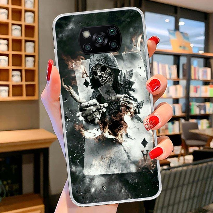 Reaper Skull Skeleton Gun Cover Phone Case For Xiaomi Poco F7 Ultra X7 X6 X5 Pro M7 Redmi 15C 15 13C 13 12C 12 10C 10 9A 9C 9T 9
