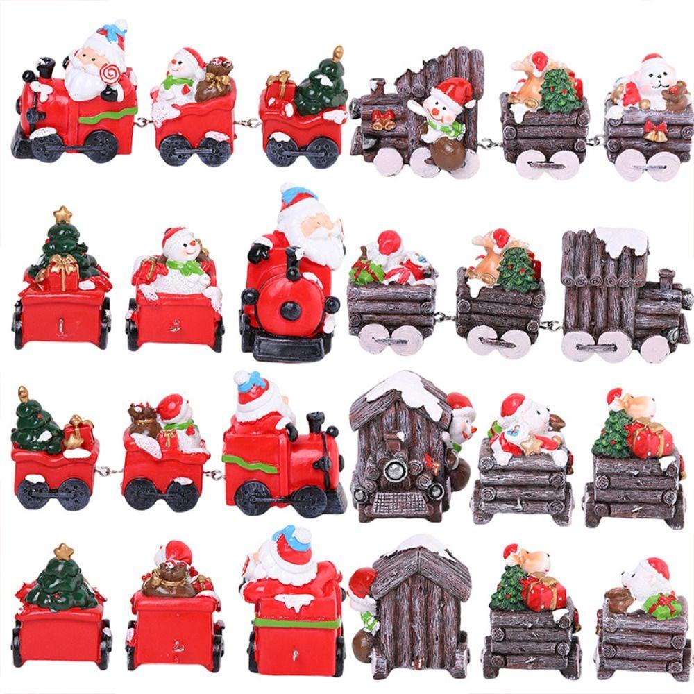 Resin Santa Claus Train Statue Cute Miniature Figurine Sculpture  Birthday