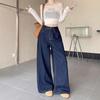 Women's High-Waisted Retro Wide-Leg Jeans in Deep Blue