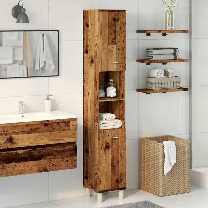 VidaXL Armoire de salle de bain vieux bois 30x30x179cm bois ingénierie, armoire de rangement de salle de bain, placard de 856140