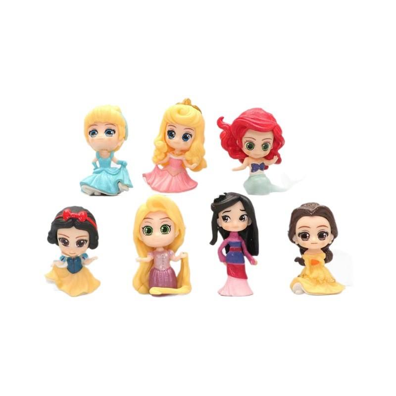 

Magical Styles 7 Of Q Version Princess Action Figures With Snow White Mermaid Mulan Collectibles Cinderella