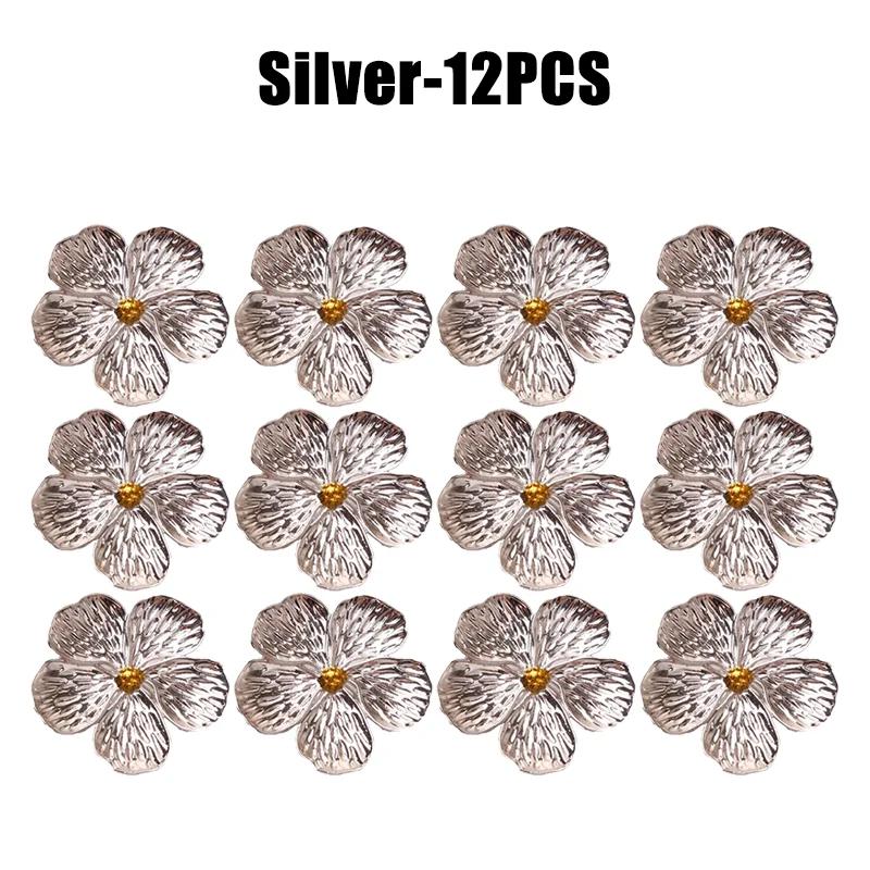 96PCS Bloom Napkin Ring Flower Types Decoration Napkin Holder Plum Blossom Napkin Buckle for Hotel Parties Feast Dining Table