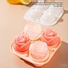 New 3D Rose Silicone Ice Mold with Lids 4 Holes Ice Making Molds Easy To Demold Large Size Ice Cube Tray Bar Accessories