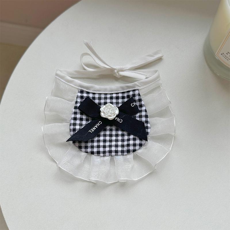 

Cute Animal Bib Necklace for Small Medium Dogs All Season Unisex Collar Accessories Adorable Lattice Lace Up Pet Puppy Neck Wear
