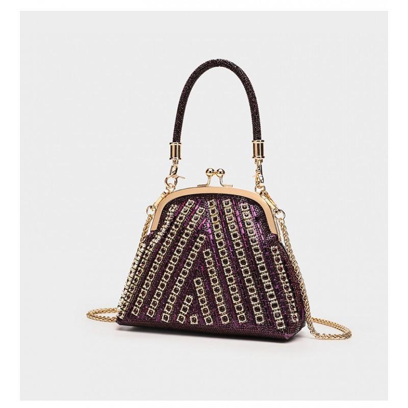 

Trend Dinner Bag Casual Fashionable Rhinestones Dumpling Niche Shoulder Cross-body Etc. 19x6x16 CM фиолетовый