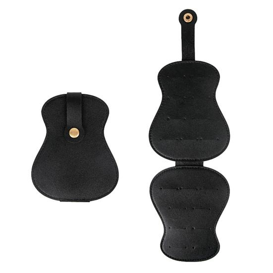 Faux Leather Guitar Picks Holder 18 Slots Plectrums Storage Bag for Men Women Guitar Design Pick Organizer Case for Players Lovers Teacher