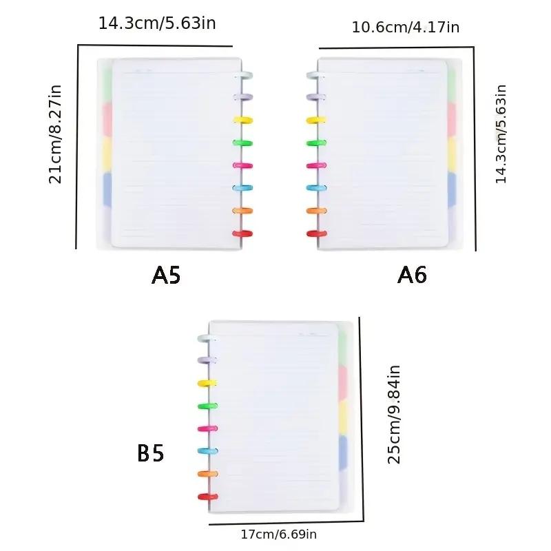 Colored Mushroom Hole Loose-Leaf Notebook | A5/A6/B5 Sizes | Reusable Refillable Binder Notebook for School & Office