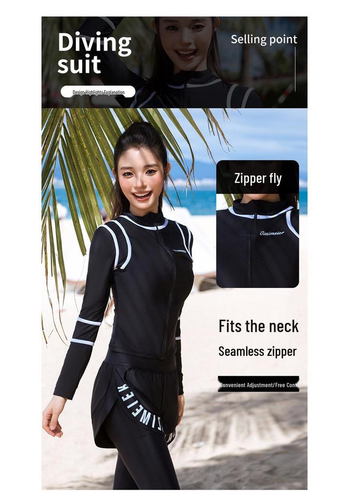 Women's Sun Protection Wetsuit: Long Sleeve & Pants, Slimming, Quick Dry, Jellyfish-Resistant for Snorkeling & Surfing