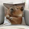 Cute Hippo Cartoon Printed Pillowcase Zipper Closure Machine Washable For Home Office Decor