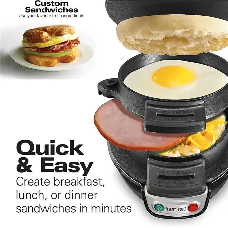 220V Household Breakfast Burger Machine Hamburg Sandwich Maker Bread Muffin Maker Non Maker Stick Plates Electric Burger Maker