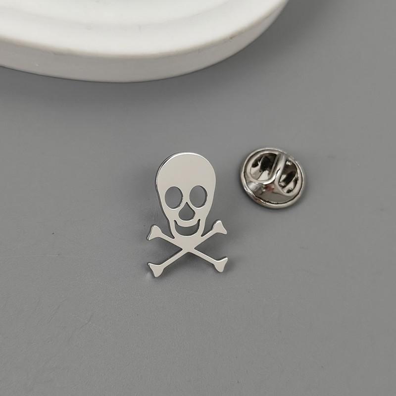 Halloween Skull Brooch Cufflinks Punk Style Ghost Horse Youth Clothing Accessories 14k