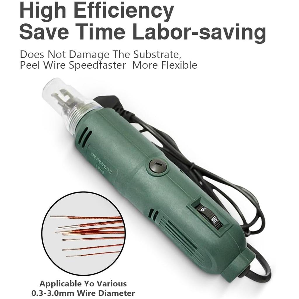 DF-8 0.3-3mm Enamelled Wire Stripping Machine, 110V/220V Handheld Magnet Varnished Wire Stripper Copper Wire Peering Tool