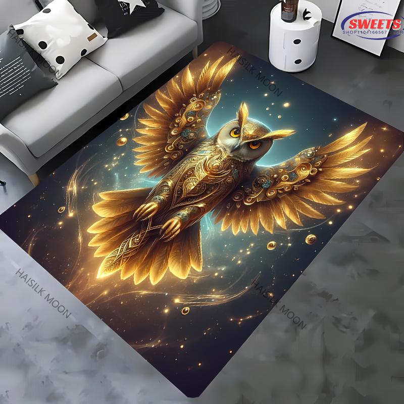 Vintage Mystery Owl Printed Carpet Rug for Bedroom Living Room Sofa, Study Yoga Non-Slip Rug, Decorative Mat Multi-Size Optional