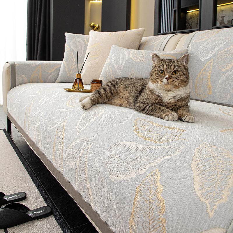 Light Luxury High-End Sofa Towel Cover Cloth Four-Season Universal Non-Slip Straight Row Seat Cushion  New Leather Sofa Cushion