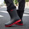 Gongminbao Fashion Men's Medium Tube Bundle Rain Shoes Waterproof Shoes Wear-resistant Non-slip Rain Boots Four-season Rubber Shoes Cover Feet