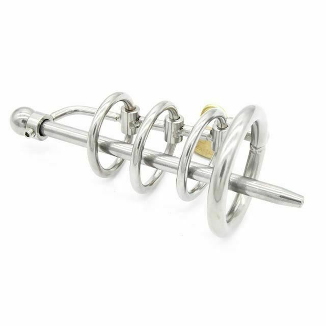 Stainless Steel Cage Urethral Sound Metal Ring Plug & Ball Toys
