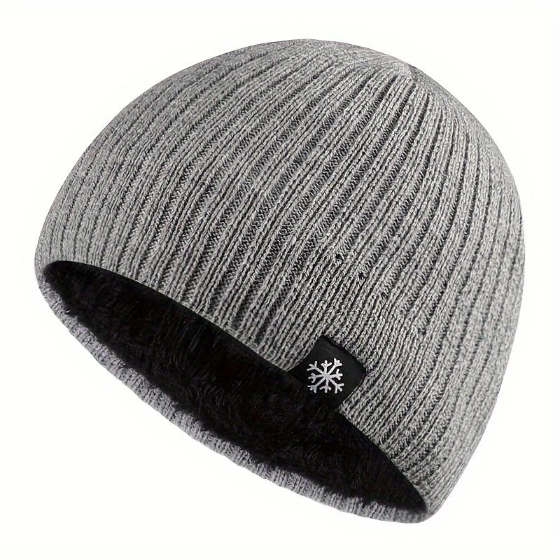 1pc Warm Winter Beanie Hat with Retro Snowflake Fleece Hat Knitted Soft Men's Warm Cap
