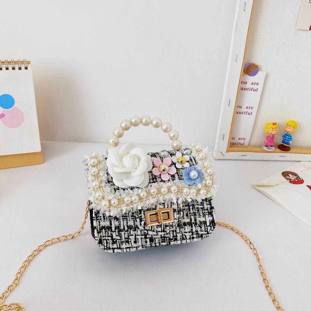 

Cute Mini Fairy Children s Bag For Girls Soft Leather Crossbody Handbag With Adjustable Strap Floral Black