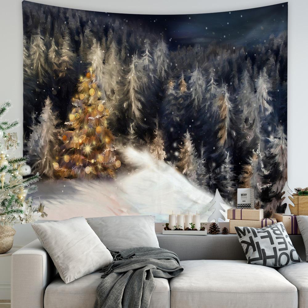 

Рождественский гобелен с принтом Санта-Клауса для детской комнаты, гостиной, спальни, общежития, Настенный декор, фон, ткань 100x75cm