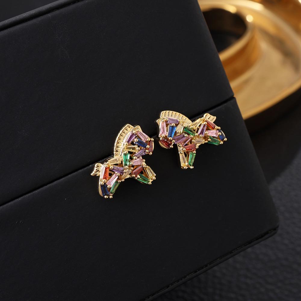 Copper New Year Pony Jewelry Set Good Luck Vintage Zircon Earrings Necklace  Girls