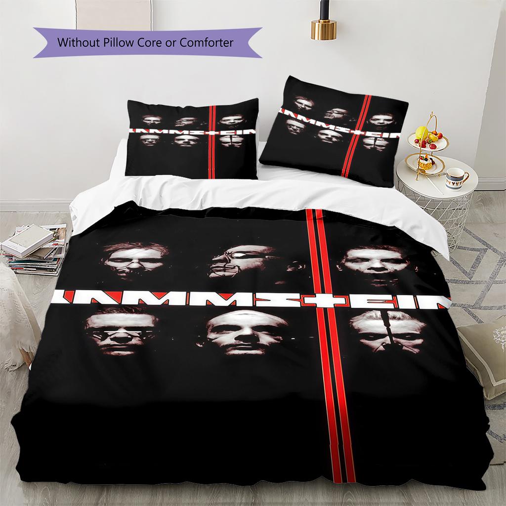 Rammstein Band Pattern Bedding,Quilt Set Quilt Cover Pillowcase Home Birthday Gift (1 * Duvet Cover + 2 * Pillowcase, Without Core)