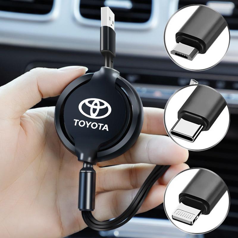 3-in-1 Interface Car Charger Data Cable Safe Fast Charging Accessory For Toyota Chr Rav4 Yaris Prius Avensis Corolla Camry Auris