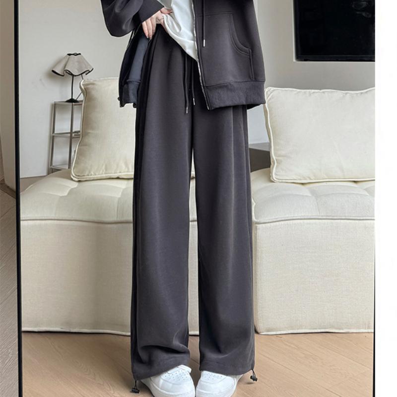 Women's Autumn and Winter New Style Plush Pants Loose Casual Wide-leg Pants Straight Lazily Lazy Little Sweatpants