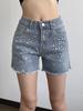 Trendy European-American Rhinestone Denim Shorts: Fashion-Forward, Versatile Streetwear