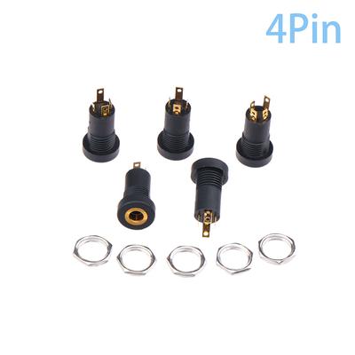 5 conectores de audio Pj392A de 3/4 pines, conector hembra para auriculares de 3,5 mm con tuerca, conector de audio estéreo de 3/4 pines.