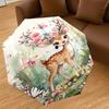 1PC Deer Flowers Umbrella-8-Rib Reinforced, Automatic Open, Lightweight & Durable, Fashion Accessory for Outdoor, H0355