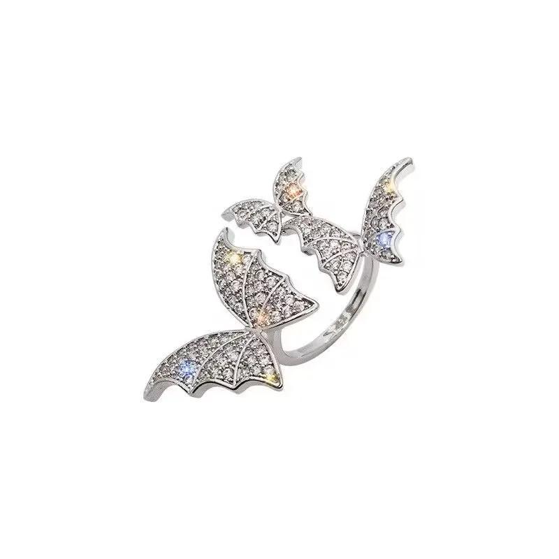 Xiaomi Bague ouverte multi-papillon en Zircon pour femmes, breloque couleur argent, personnalité exagérée, réglable, bijoux de fête Rock
