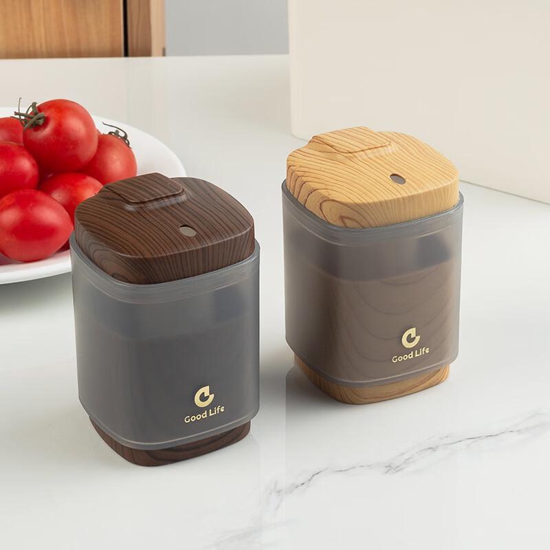 Kangxingda Light Luxury Wood Grain Press Toothpick Dispenser - 2 Pack