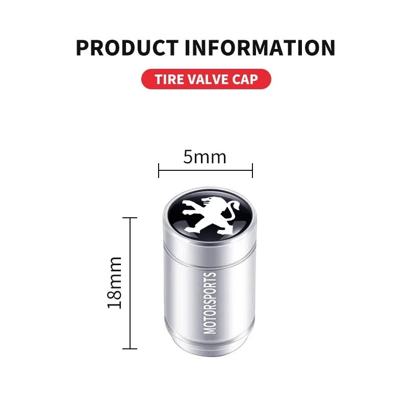 Fashion Aluminum Car Tire Valve Cap Tyre Gas Nozzle Cover Valve Dustproof For Peugeot 206 3008 2008 308 407 408 508 301 208 RCZ