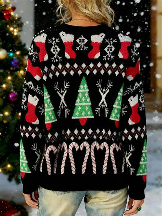 European & American Plus Size Knit Sweater: Loose, Warm, Long Sleeve Christmas Knitwear for Women - Fall/Winter 2025