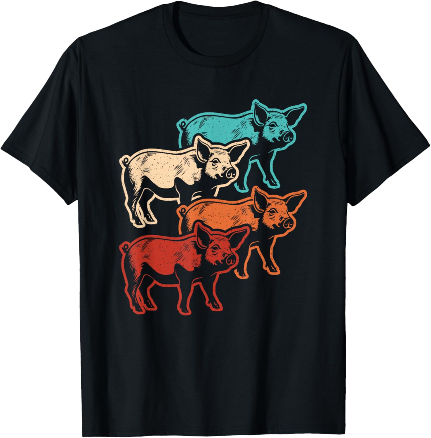 

Retro Pigs Graphic Tee Vintage Farm Animal Lover Farmer Men Women T-Shirt 4XL