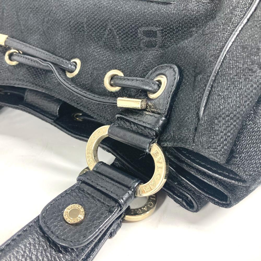 Bvlgari Logo Mania Bag Shoulder Bag Tote Bag Leather/Canvas Black/GoldHardware