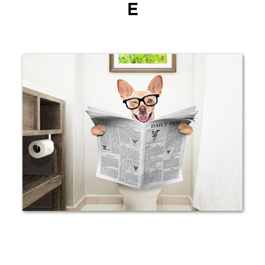 Psí noviny Toaleta Koupelna Nástěnné umění Malba na plátno Severské plakáty a obrazy Nástěnné obrazy do obývacího pokoje, toaleta