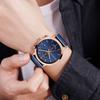 Siyah Çok Fonksiyonlu Kronograf Örgü Bant Su Geçirmez Erkekler Büyük Arama Üst Marka Lüks İzle Erkekler Moda Saatler