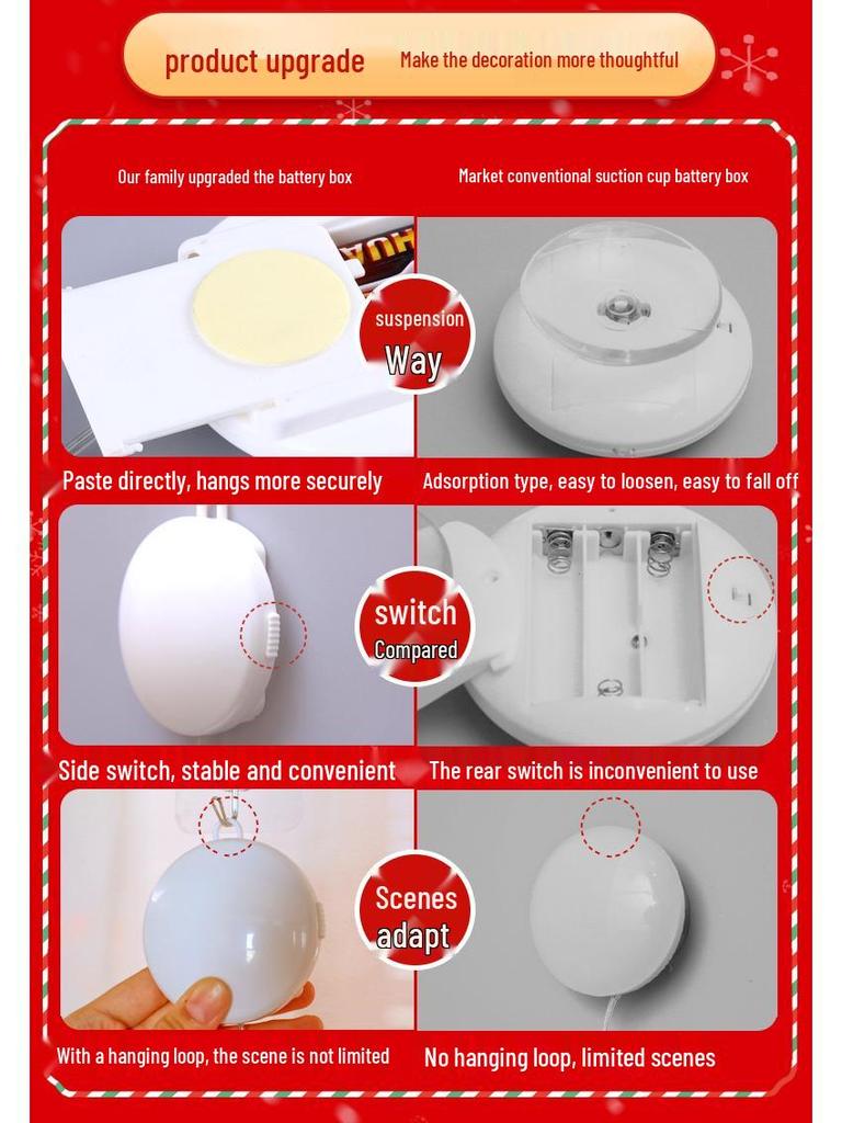 Glowing Merry Christmas LED Suction Cup String Lights for 2025 Holiday Window Display