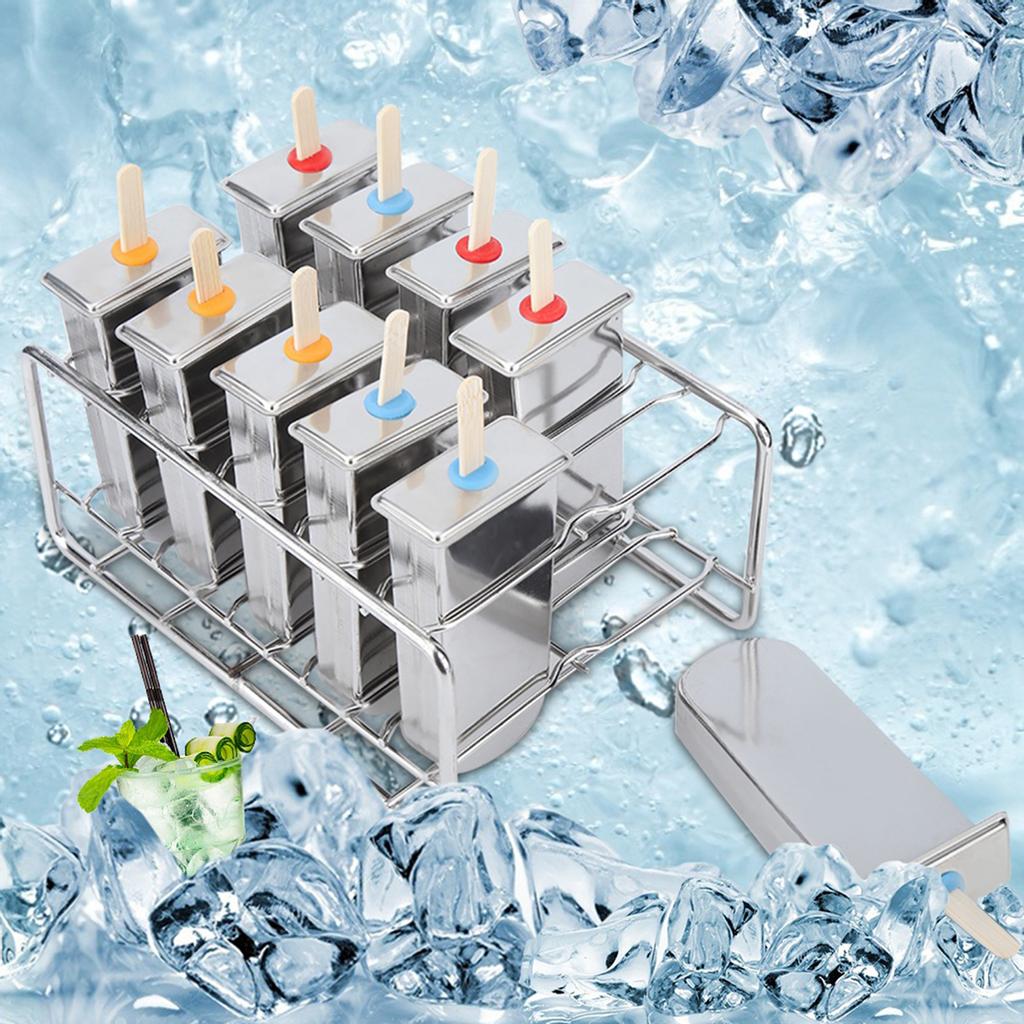 10PCS 304 Stainless Steel Round Head Fat Plate Ice Cream Mold Popsicle Mold Double Groove