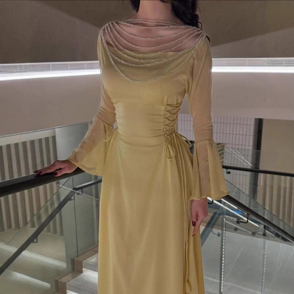 Spring Summer Women's Sexy Beaded Chain Lace-up Dress for European American Crossborder